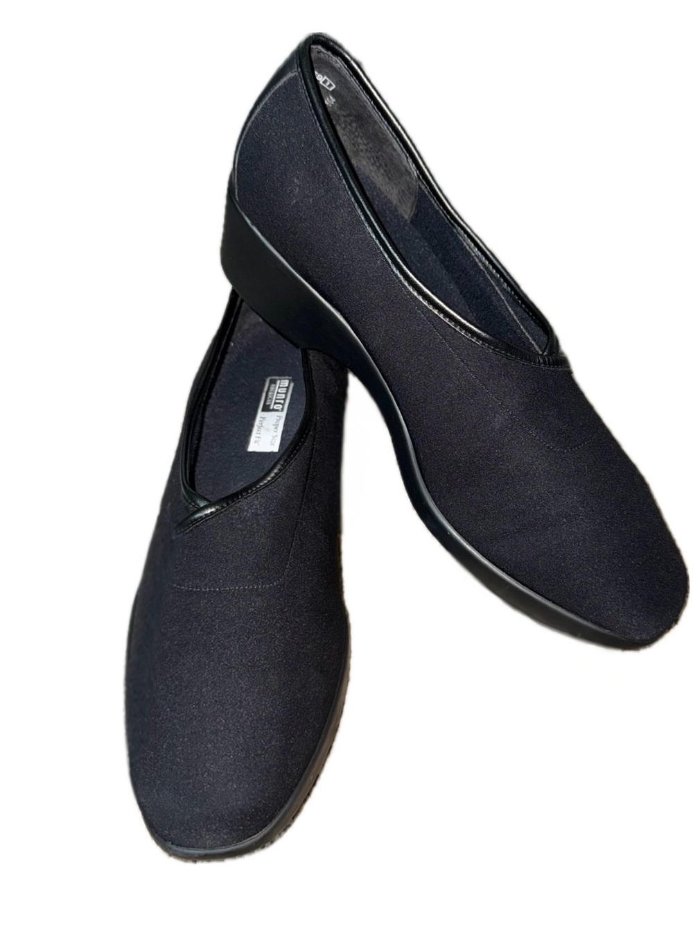 MUNRO AMERICAN Comfort Walking Wedge Black Stretch Shoes | Women’s 10 WW Wide
